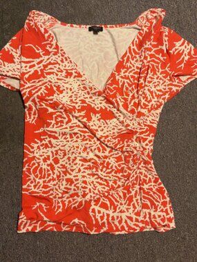 Talbots Petites medium Pullover Casual tunic cute top short sleeve orange